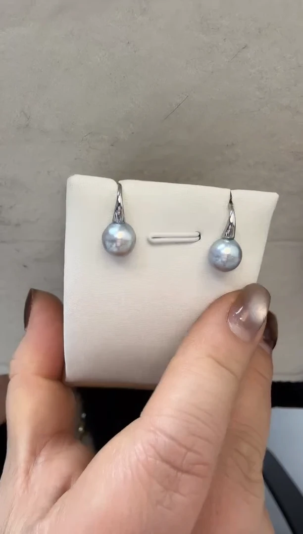 未镶嵌耳饰海水珍珠真多麻8.1-8.2mm+S925银耳钩