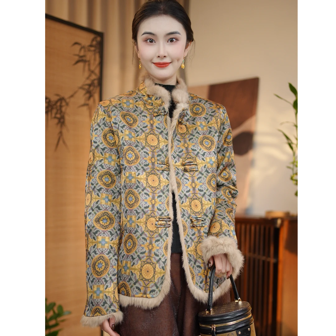 芳华双面穿新中式国风上衣冬季加厚保暖复古外套气质女装