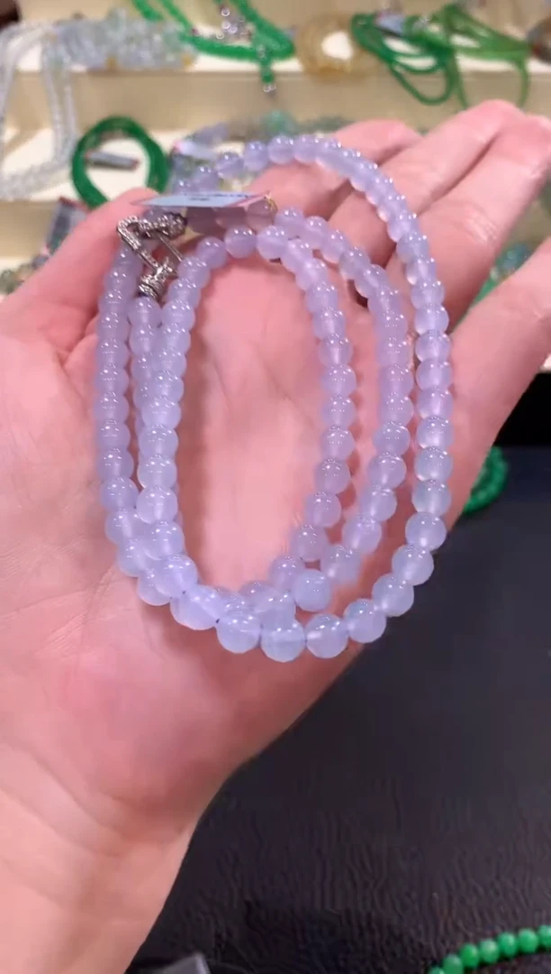 翡翠未镶嵌项链m158    紫色有色差