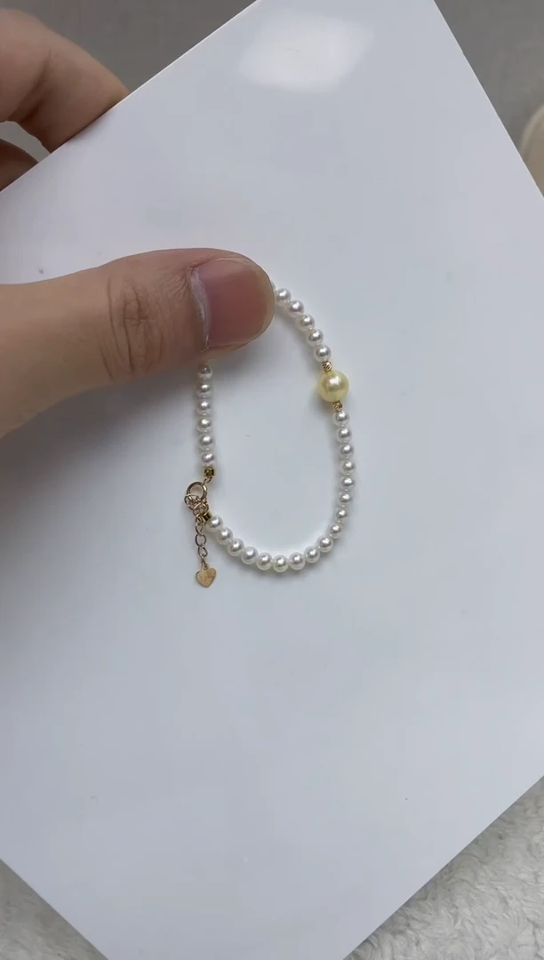 银S925镶嵌手链淡水珍珠