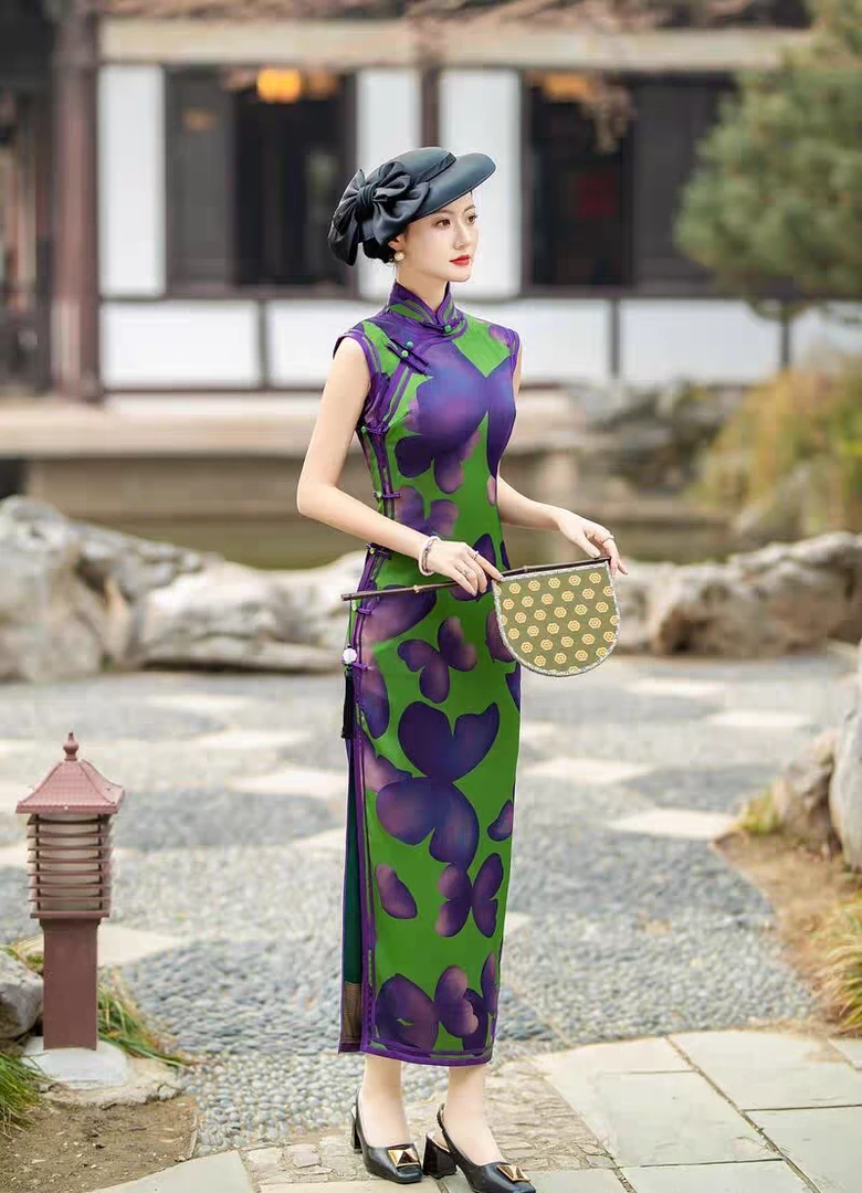 8614-老上海旗袍女复古优雅长款民国风年轻款2025年夏季新款日常