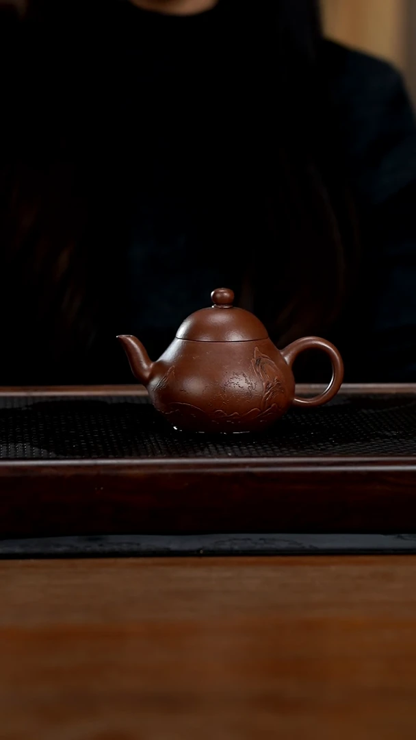 茶壶紫砂155cc黄龙山原矿紫泥梨型9