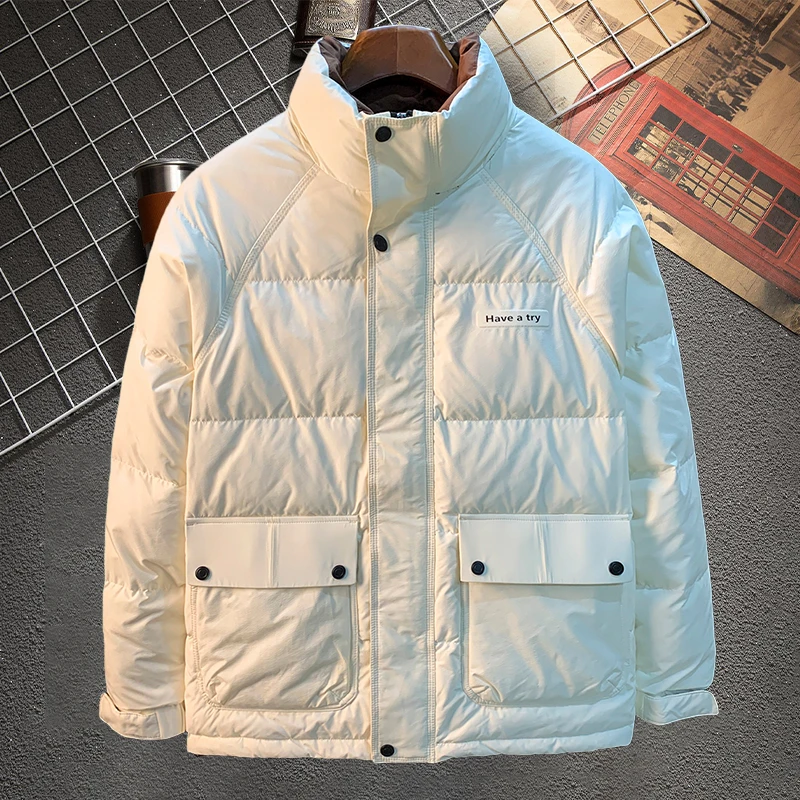 MR.MUDI/穆迪先生冬季男士白鸭绒保抗寒外套立领百搭加厚面包服潮