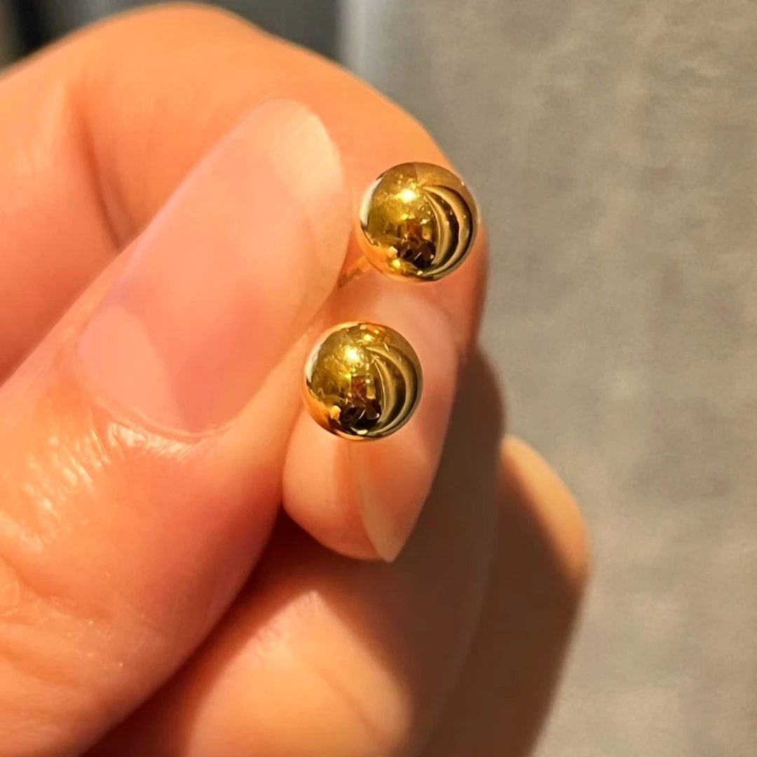 足金999黄金球球耳钉 5G工艺光面气质百搭简约时尚