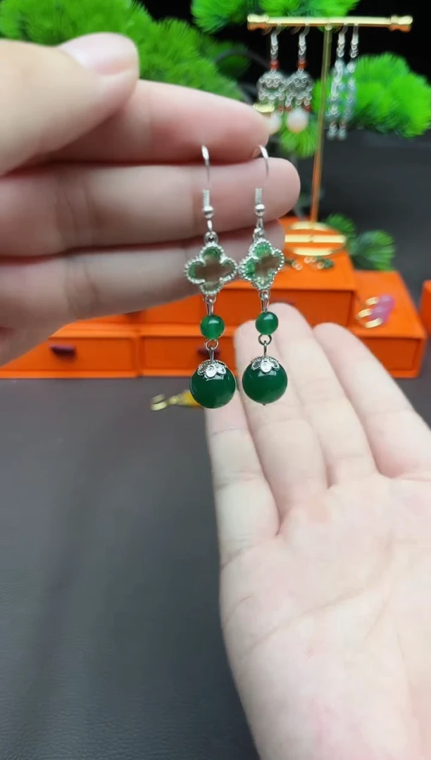 玛瑙/玉髓耳饰银S925镶嵌705