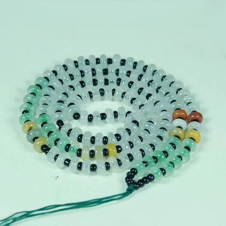 玉石精美冰透算盘珠子时尚百搭项链吊坠挂绳项坠链高档玉石挂珠链