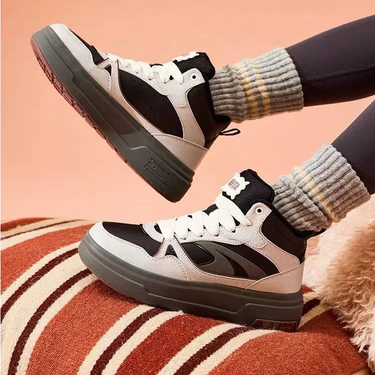 安踏松饼丨高帮加绒棉鞋板鞋女2024冬季新款保暖运动鞋922448907