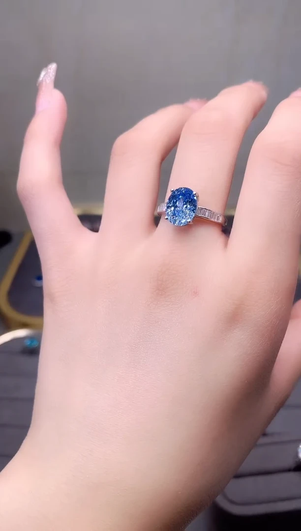 海蓝宝石戒圈银S925镶嵌5636636114