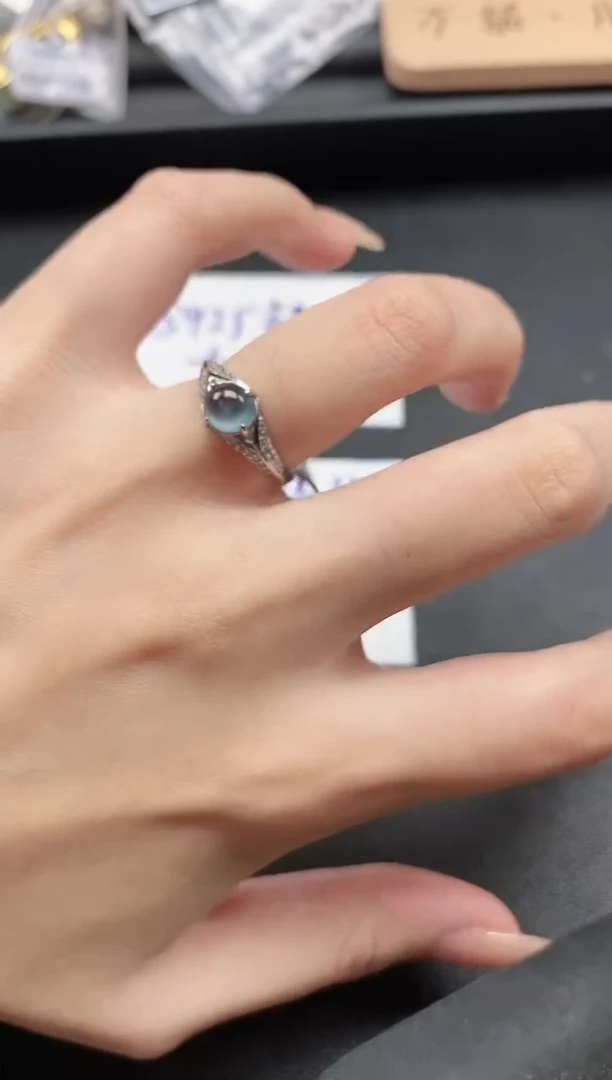 翡翠戒指银S925镶嵌51511