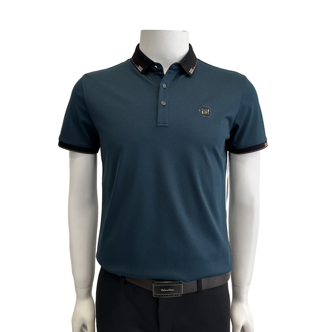 ST2312520 湖蓝色翻领T恤