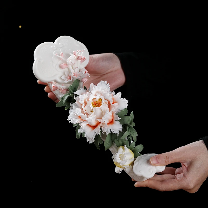 《花开富贵》吉祥如意摆件陶瓷手工牡丹瓷花客厅装饰品摆件乔迁礼品
