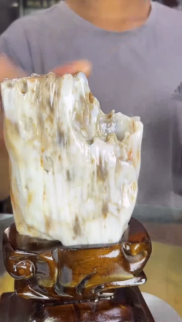 未镶嵌珠宝奇石硅化玉缅甸天然树化玉精品摆件