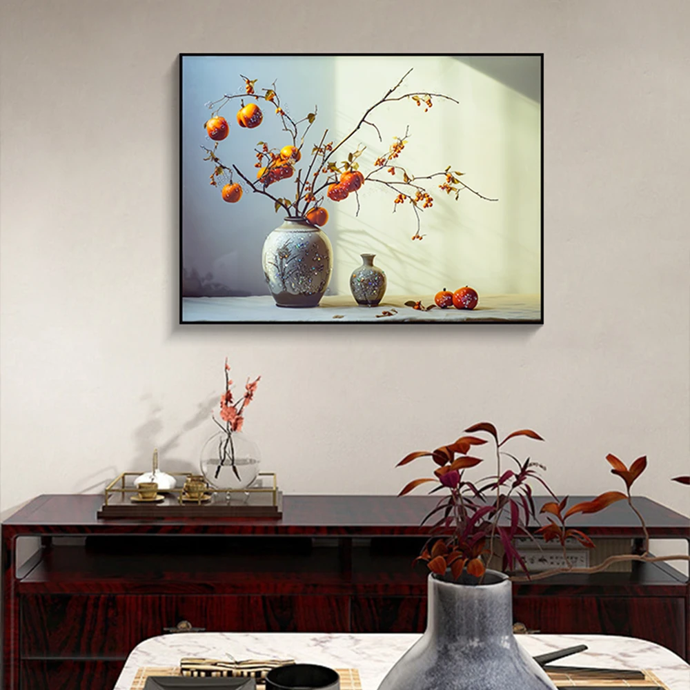 艺术装饰画壁画玄关卧室餐厅客厅沙发背景墙挂画晶瓷镶钻花瓶6080