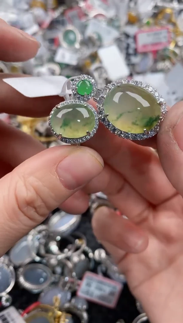 银S925镶嵌戒指翡翠10   1