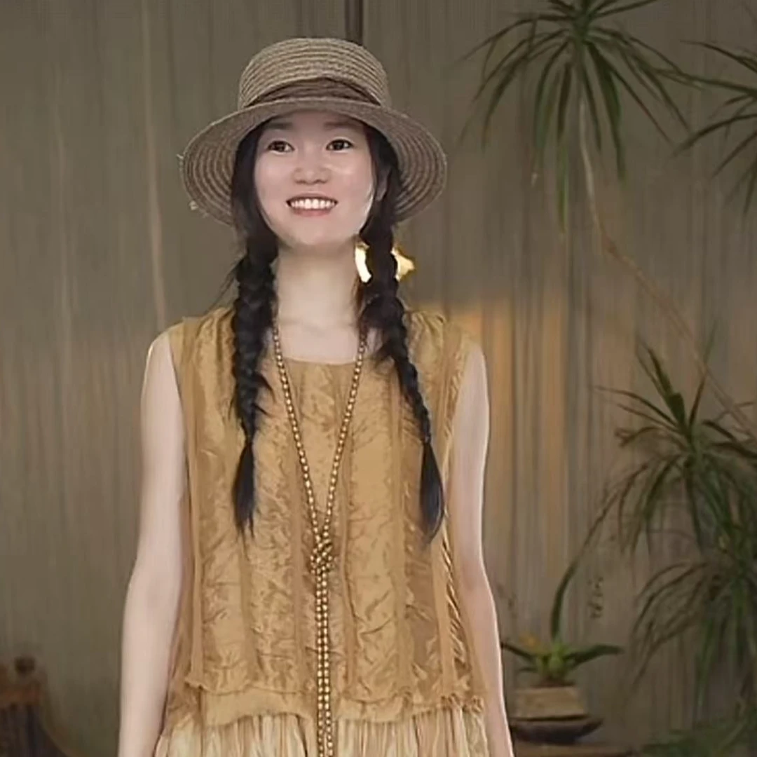 左岸迷香 原创设计 【上衣】植物染 100%桑蚕丝 洋气百搭 背心T091