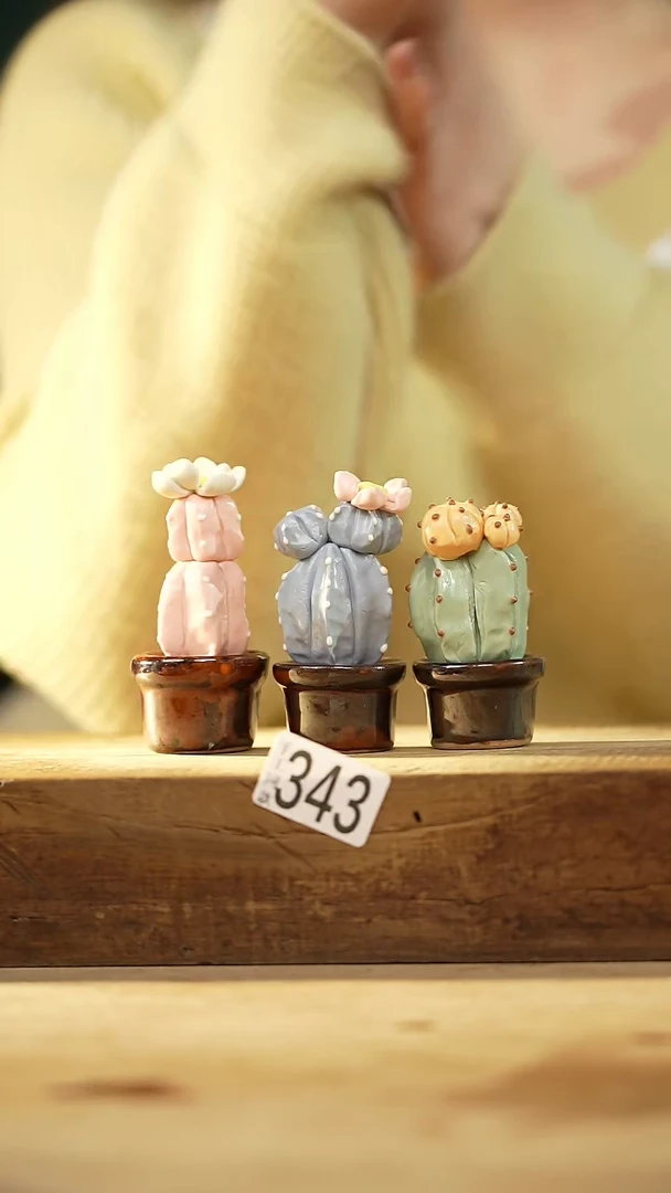 【闪购商品】瓷片新品！可爱仙人掌摆件/茶宠 三个一组