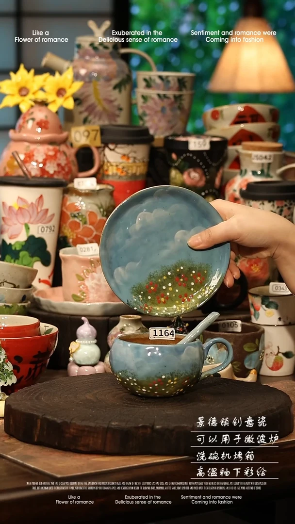 陶瓷景德镇高温釉下彩手工手绘款式@A1164@