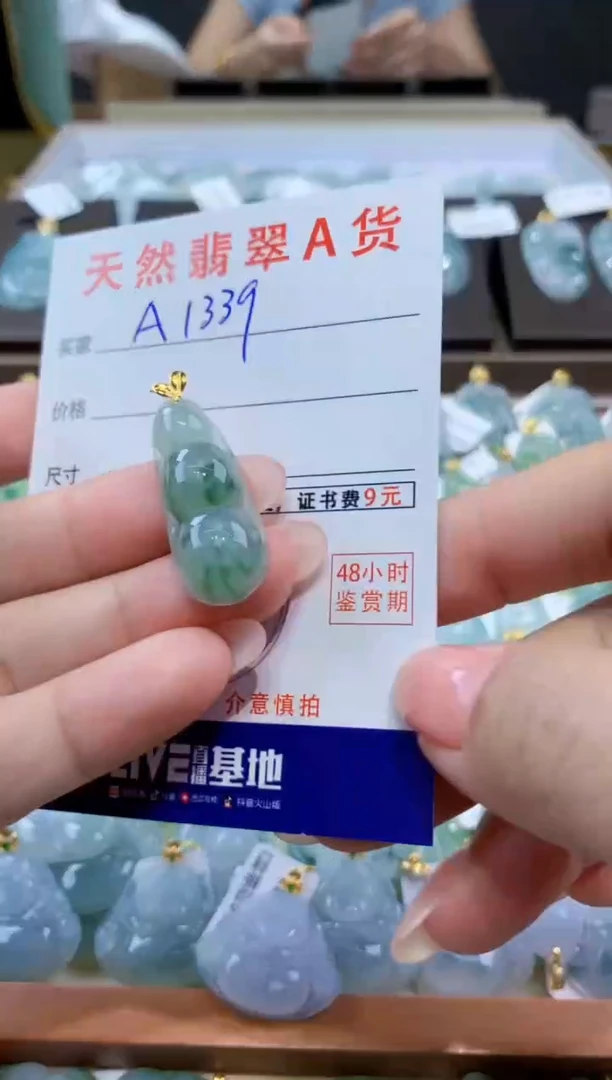 颈饰18K金镶嵌翡翠天然翡翠A货挂件
