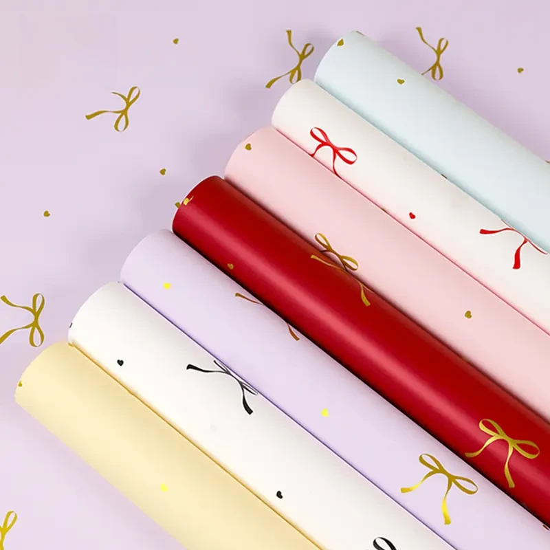 【礼悦】新款母亲节同心蝴蝶结防水包装纸鲜花包装材料diy花束包装