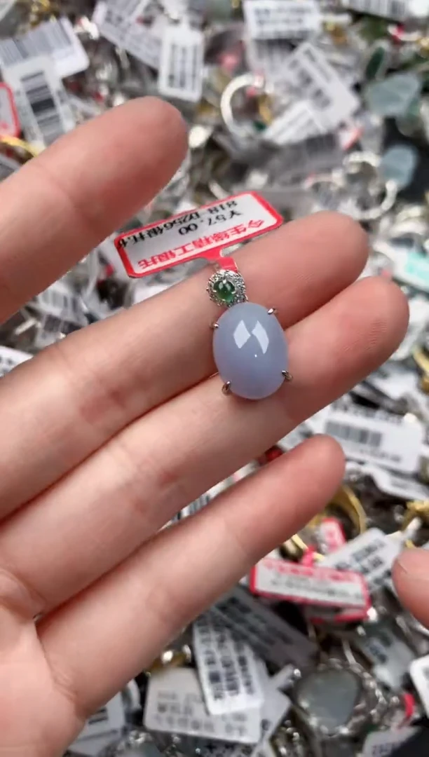 银S925镶嵌戒指翡翠19          7
