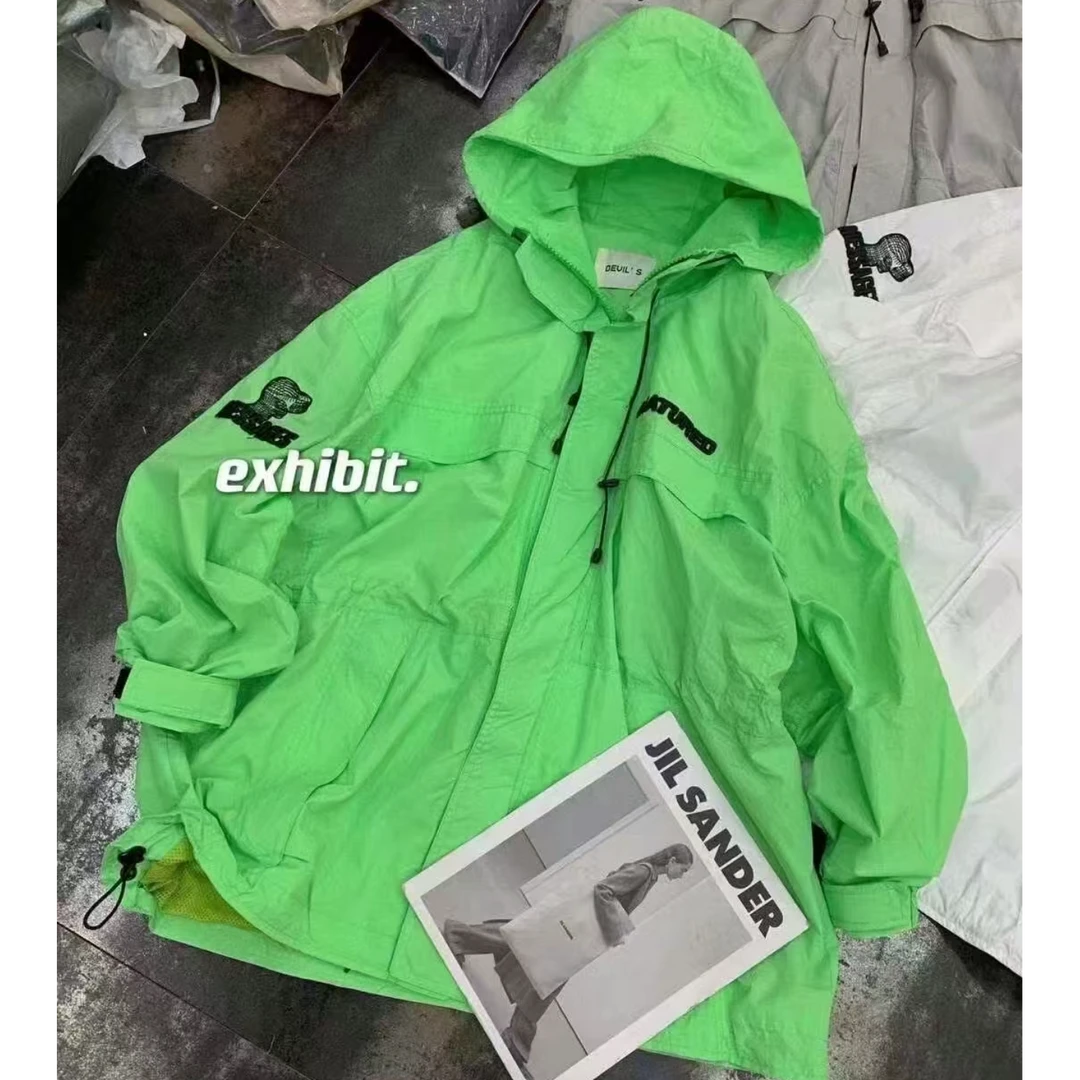 2025夏季新款休闲潮牌纯色刺绣连帽防晒风衣长袖外套2018