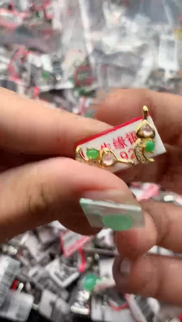 银S925镶嵌戒指翡翠天然A货缅甸翡翠