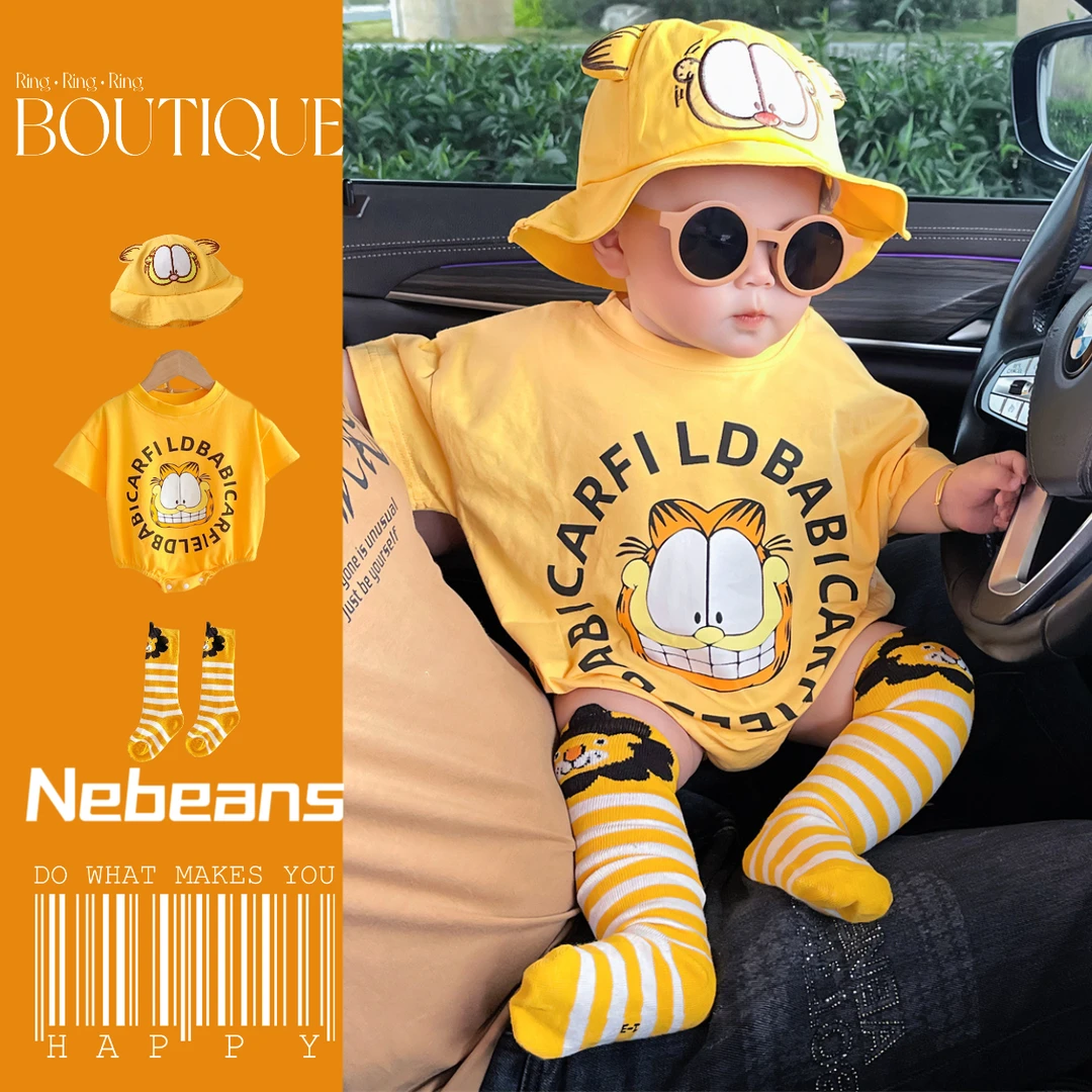 酷娃米（送袜子）男女宝三角包屁衣短袖夏天新生儿哈衣