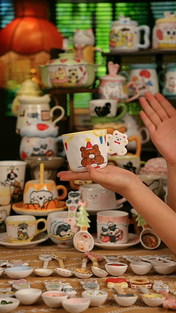 陶瓷无盖款景德镇时光绘馆 创意手绘高温釉下彩陶瓷