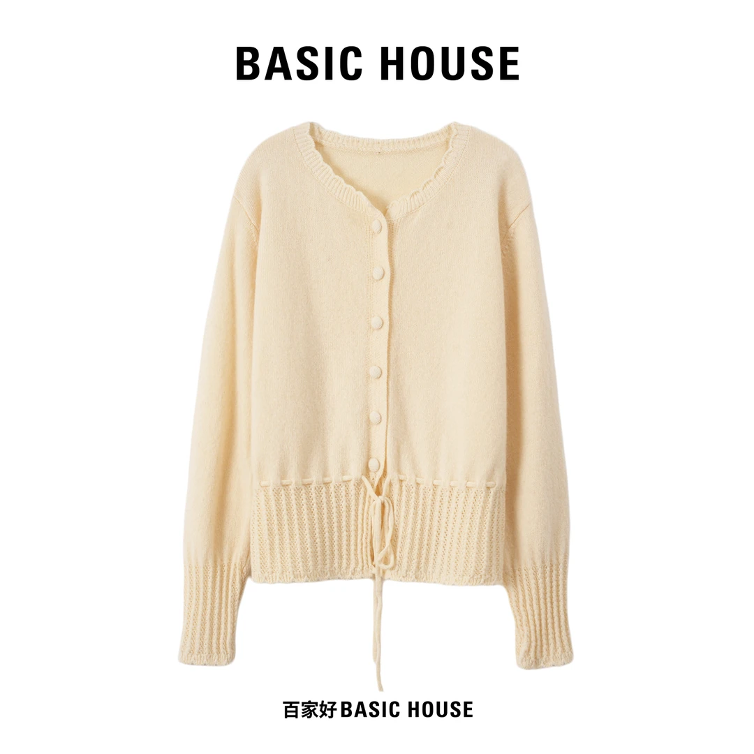 Basic House/百家好2025年秋新款宽松小香温柔风针织衫Q392 XX