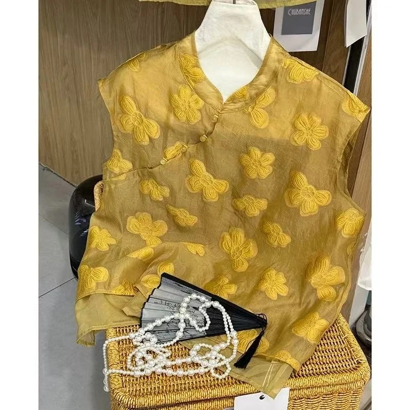 【云织逸韵】复古夏季欧诺风刺绣花朵休闲风女装上衣民族风1334