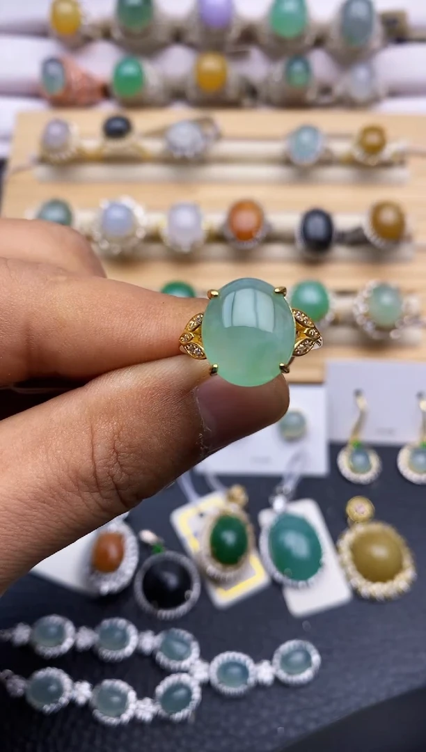 【闪购商品】翡翠戒指银S925镶嵌6566