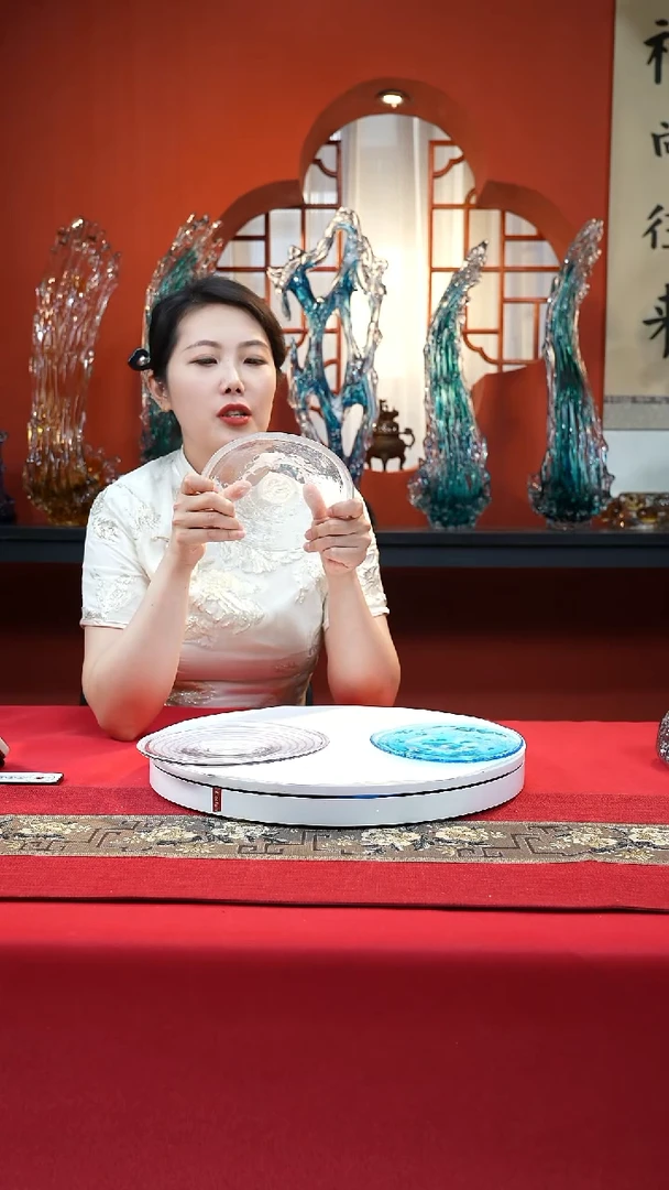 琉璃手工艺品小茶盘单只
