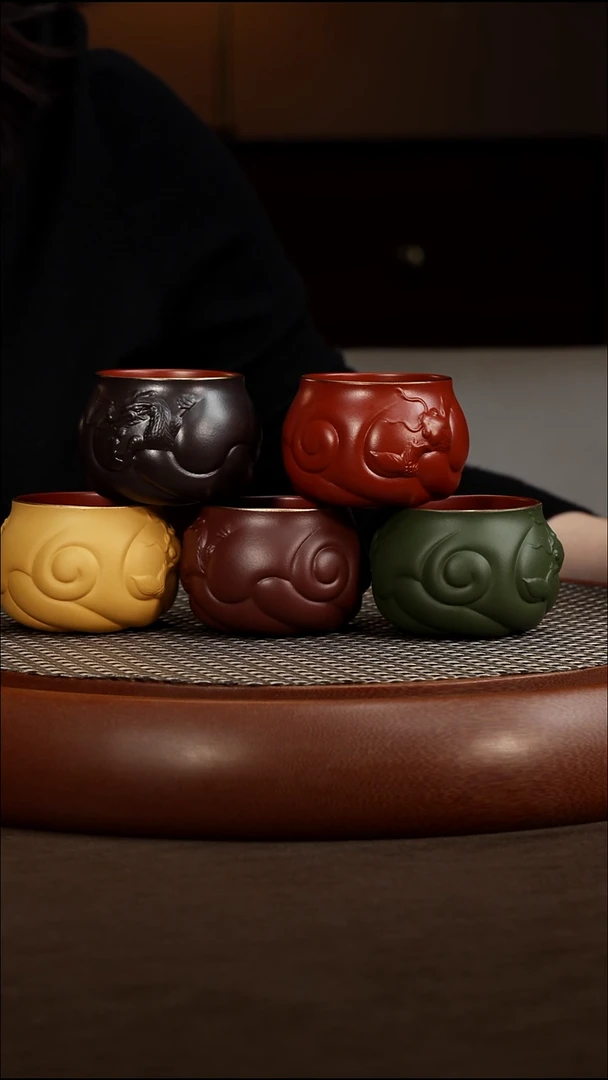 茶壶紫砂【P010】鱼化龙套杯