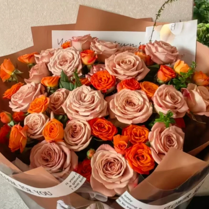 A6卡布10+红玫瑰10+辉煌10+芭比+蓝星花+洋桔梗+黄莺