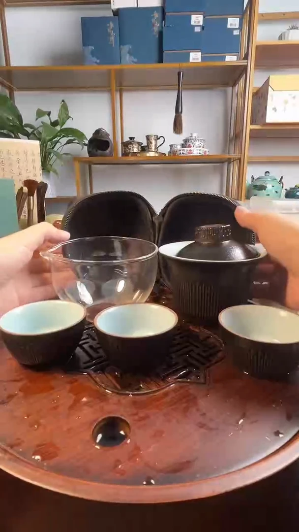 旅行茶具盖碗+三杯
