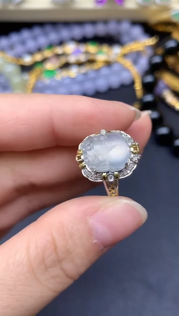 18K金镶嵌戒指翡翠309-雪姐翡翠天天见