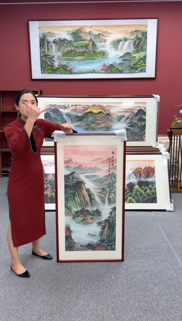 国画手绘  连年有余  125*65