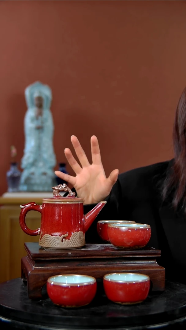 摆件大宋官窑 龙腾四海 一壶4杯