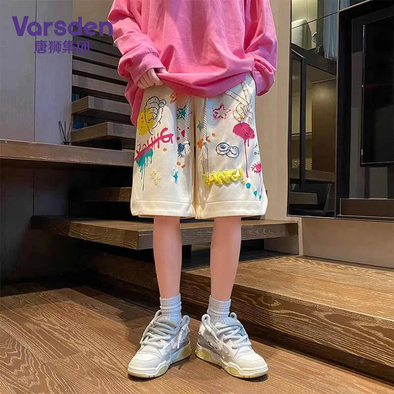 唐狮集团Varsden韩系ins多巴胺青春风短裤男女夏季新款发泡印花潮