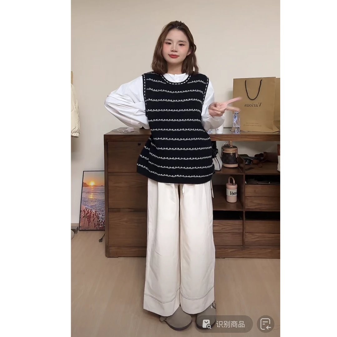 小个子孕妇春装套装2025年新款潮妈打底衫马甲两件套工装裤套装