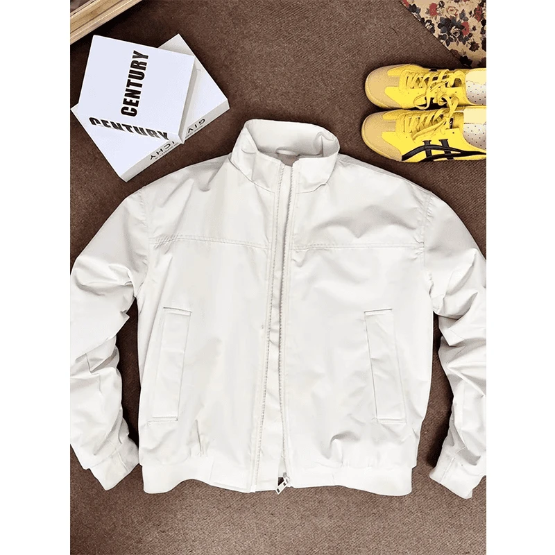 白色飞行员夹克外套男款秋冬高级感廓形潮棉服美式cleanfit棒球服