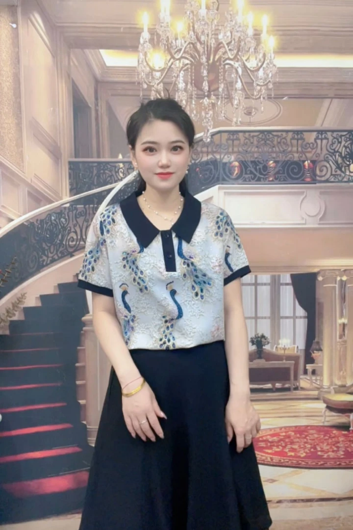 夏季新款中国风印花气质妈妈装宽松休闲百搭显瘦短袖上衣女士T恤