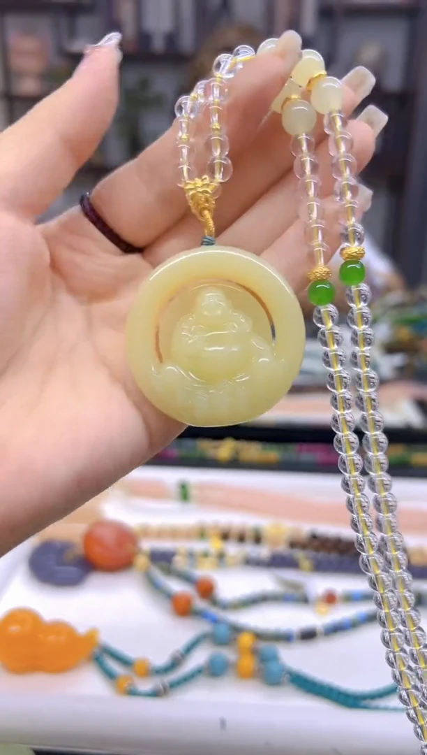 和田玉未镶嵌毛衣链DIY款M744