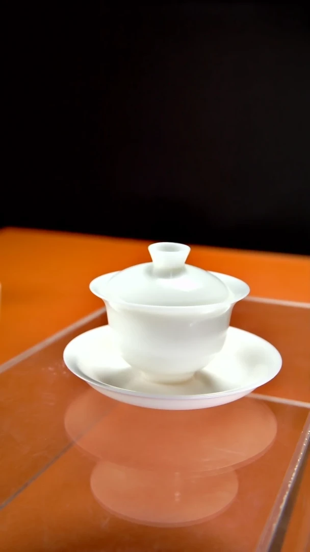 其他陶瓷《言泥陶瓷》冰种羊脂玉手工素烧系列  三才盖碗130cc