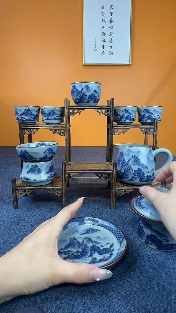 笑***?釉里红八件套+壶+茶洗