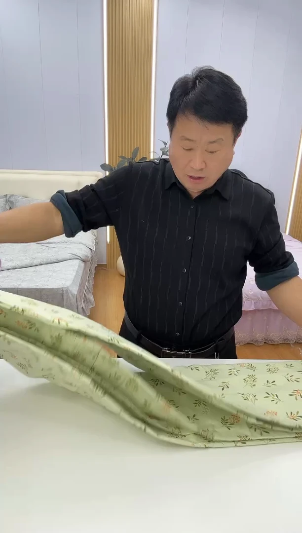 棉聚酯纤维树叶绿双人被罩