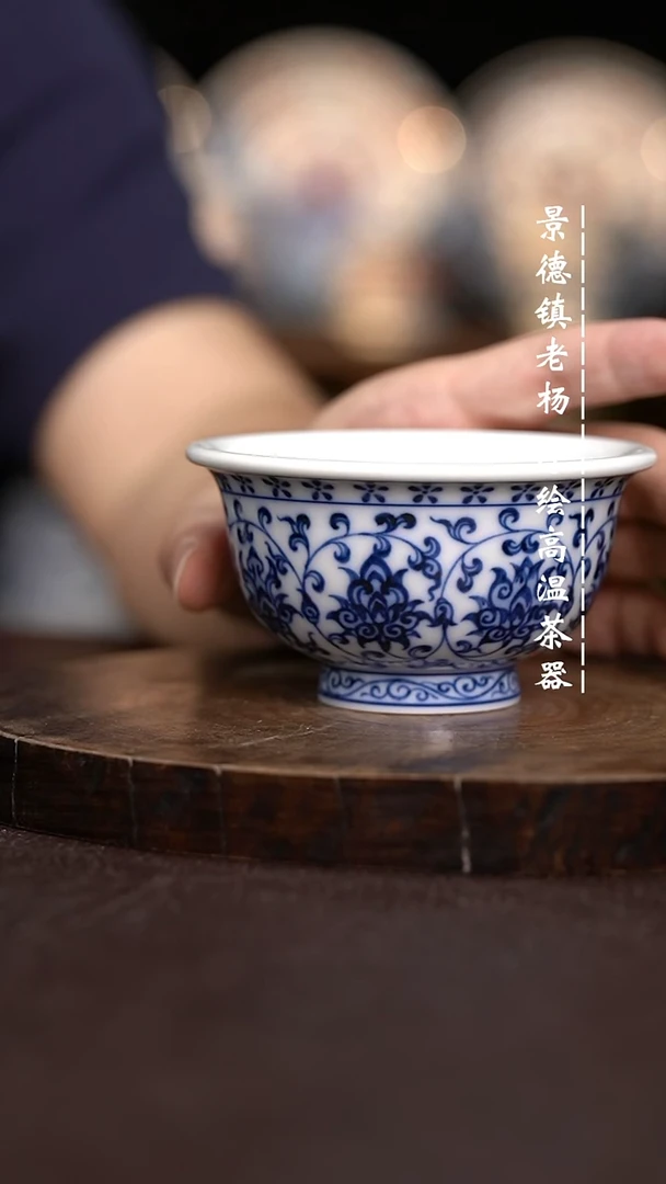 现代瓷全手绘茶具大压柴狮心