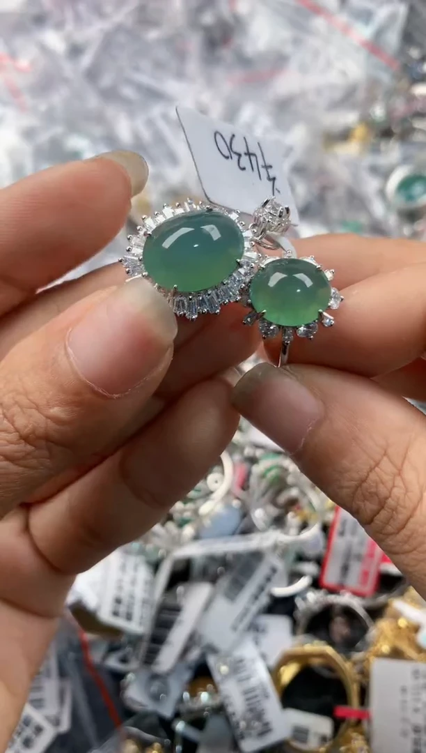 银S925镶嵌戒指翡翠333     6