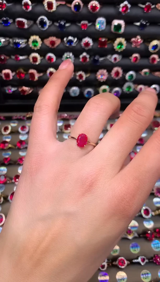 【闪购商品】红宝石戒指银S925镶嵌68玫瑰金