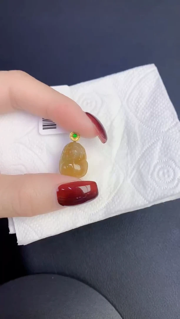 颈饰18K金镶嵌翡翠缅甸天然翡翠a货